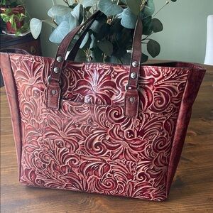 Patricia Nash Burgundy Floral Tote